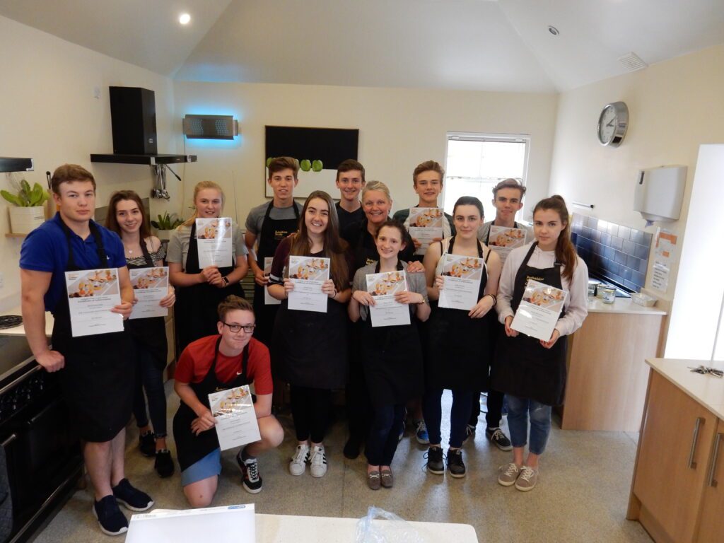 Students at Yorkshire Wolds Cookery School with certificates