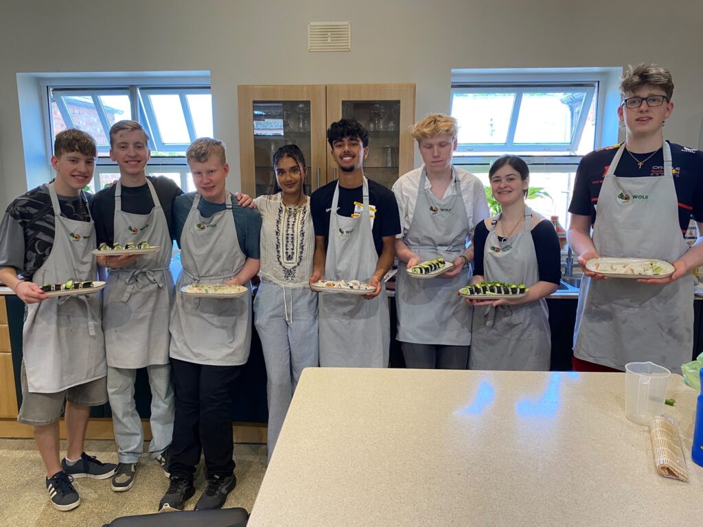 DofE students learning how to make sushi