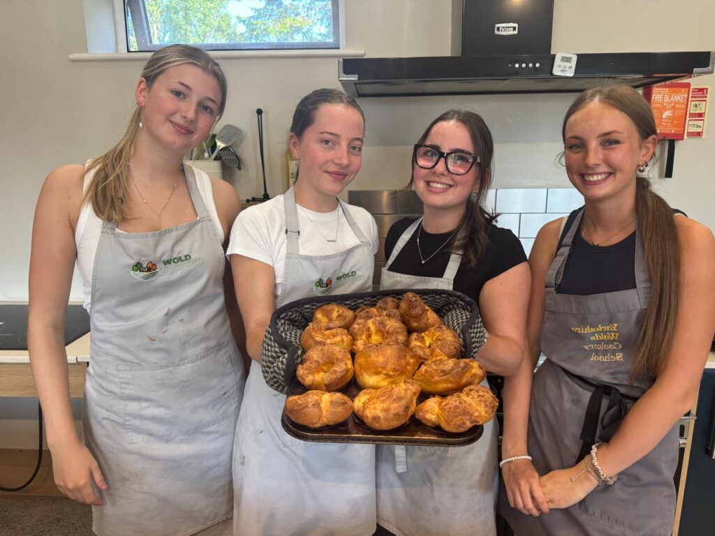 DofE students making Yorkshire Puddings at the Yorkshire Wolds Cookery School